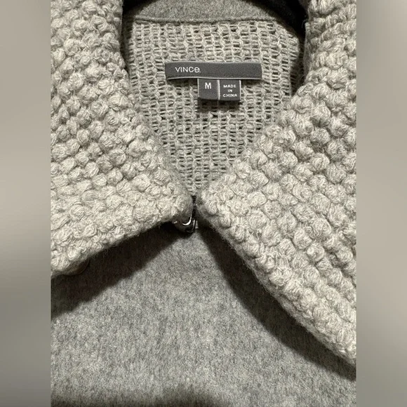 Vince Gray Boucle Blocked Wool Coat Jacket - Picture 4 of 6